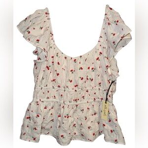 Liberty Love peplum top with cherries summer top